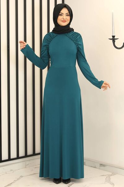 Reglan Kol Abiye Elbise Yeşil - Fashion Showcase Design - FSC3014