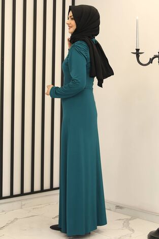 Reglan Kol Abiye Elbise Yeşil - Fashion Showcase Design - FSC3014 - Thumbnail