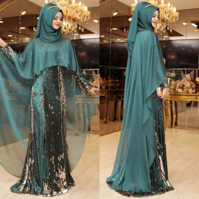 Sequin (Silvery) Modest Evening Dress