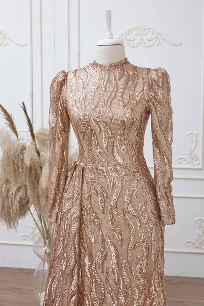 Sevil Abiye Gold - Dresslife Tesettür Giyim - DRS3005