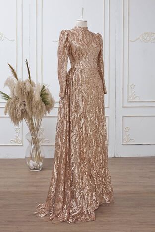 Sevil Abiye Gold - Dresslife Tesettür Giyim - DRS3005 - Thumbnail