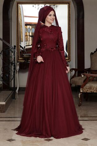 Seyran Abiye Bordo - Dresslife Tesettür Giyim - ALM2084 - Thumbnail