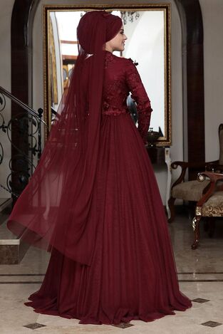 Seyran Abiye Bordo - Dresslife Tesettür Giyim - ALM2084 - Thumbnail