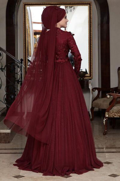 Seyran Abiye Bordo - Dresslife Tesettür Giyim - ALM2084