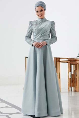 Sofia Abiye Mint - Dresslife Tesettür Giyim - ALM2106 - Thumbnail