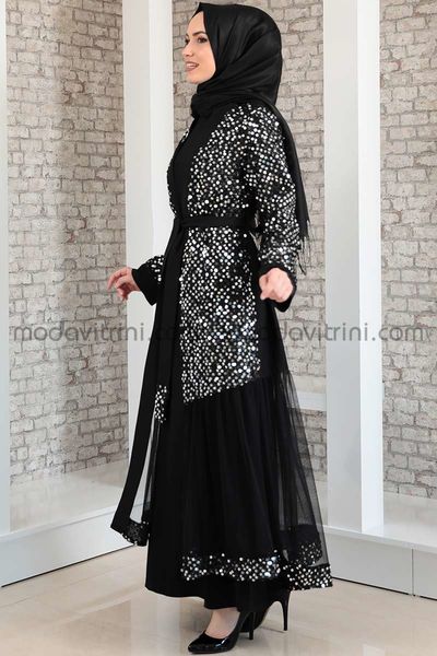 Suit - Sequined Abaya & Dress - MDV2045