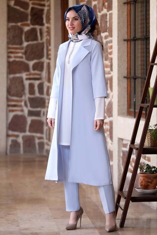 Suit - Three Pieces - Detailed - Baby Blue - MDV1097 - Thumbnail