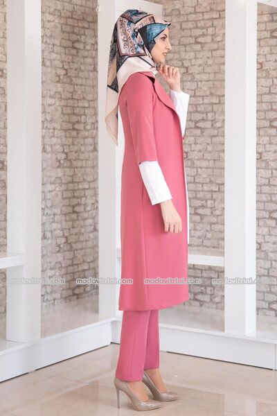 Suit - Three Pieces - Detailed - Dusty Rose - MDV1097