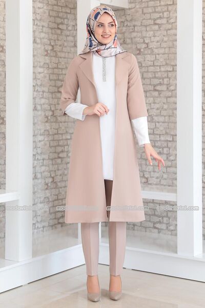 Suit - Three Pieces - Detailed - Mink - MDV1097