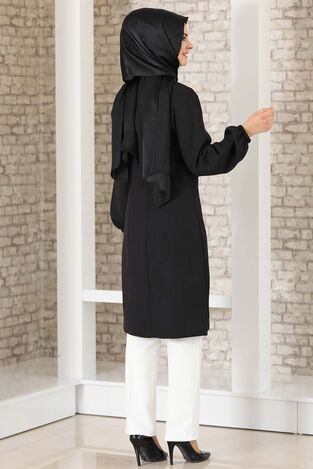 Taş Detay Yırtmaçlı Tunik Siyah - Fashion Showcase Design - FSC2039 - Thumbnail