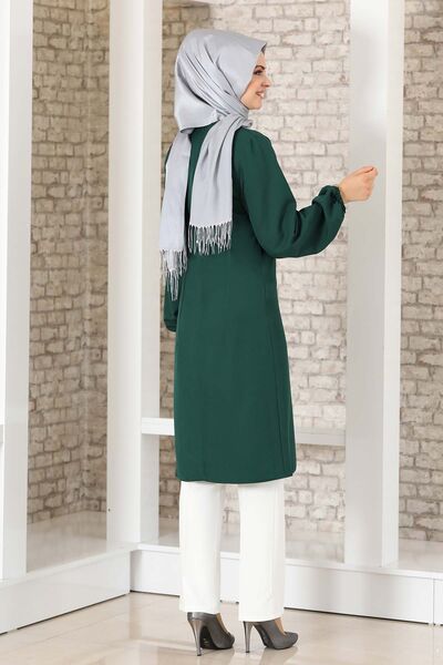Taş Detay Yırtmaçlı Tunik Zümrüt - Fashion Showcase Design - FSC2039