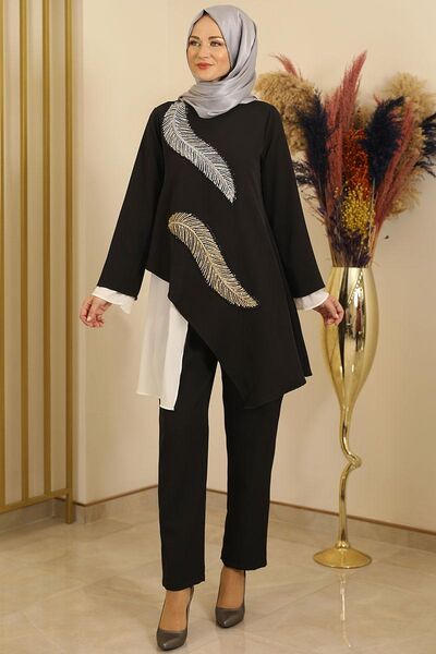 Yaprak İkili Takım Siyah - Fashion Showcase Design - FSC2101