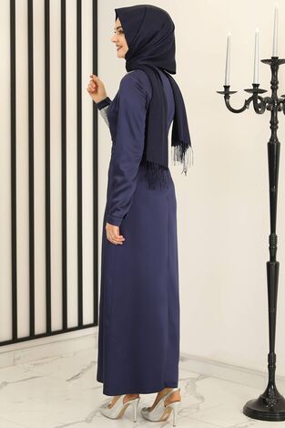 Yeni Firuze Abiye Elbise Lacivert - Fashion Showcase Design - FSC3021 - Thumbnail