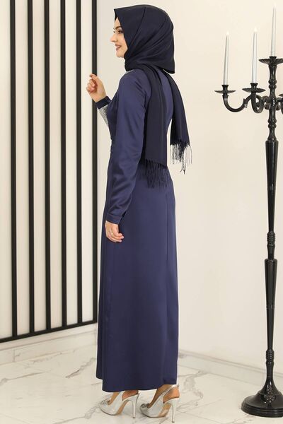 Yeni Firuze Abiye Elbise Lacivert - Fashion Showcase Design - FSC3021