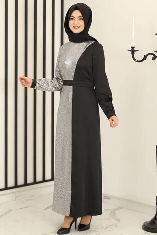 Yeni Firuze Abiye Elbise Siyah - Fashion Showcase Design - FSC3021 - Thumbnail