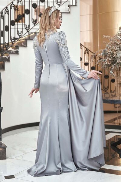 Zehra Abiye Gri - Dresslife Tesettür Giyim - DRS3010