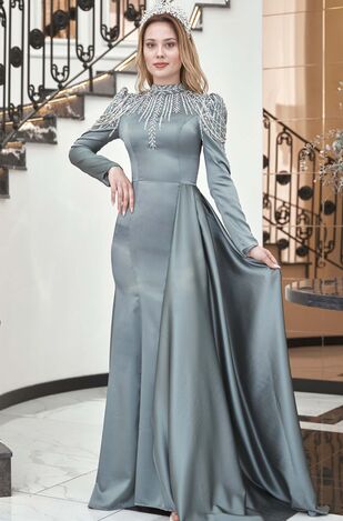Zehra Abiye Mint - Dresslife Tesettür Giyim - DRS3010 - Thumbnail