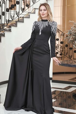 Zehra Abiye Siyah - Dresslife Tesettür Giyim - DRS3010 - Thumbnail