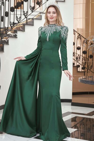 Zehra Abiye Zümrüt - Dresslife Tesettür Giyim - DRS3010