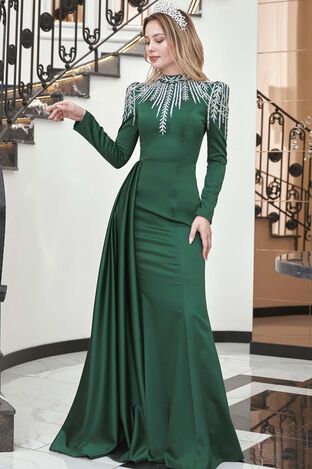 Zehra Abiye Zümrüt - Dresslife Tesettür Giyim - DRS3010 - Thumbnail