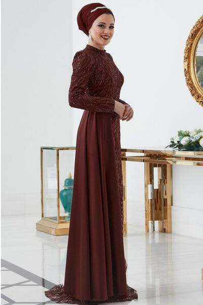 Zümra Abiye Bordo - Dresslife Tesettür Giyim - ALM2102