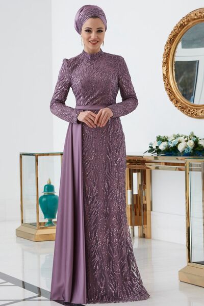 Zümra Abiye Lila - Dresslife Tesettür Giyim - ALM2102